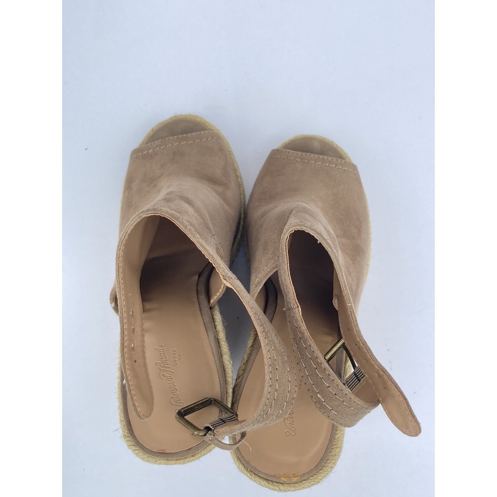 UNIVERSAL THREAD MALA OPEN TOE FAUX SUEDE WEDGE SANDAL, BEIGE Women Sz 6 1/2 - Picture 13 of 16